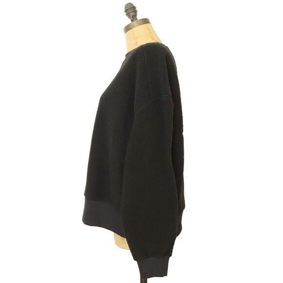 EVERLANE The ReNew Fleece Oversized Crew S Black Sherpa Pullover Long Sleeve B72 - Picture 5 of 6